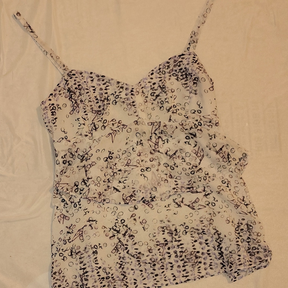 Floral Print Women's Top - Cream and Purple